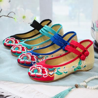 Beef Tendon Sole Soft Sole Embroidered Cloth Shoes Spring and Autumn Round Head Low Heel Shallow Mouth Canvas Shoes Women's Single Shoes