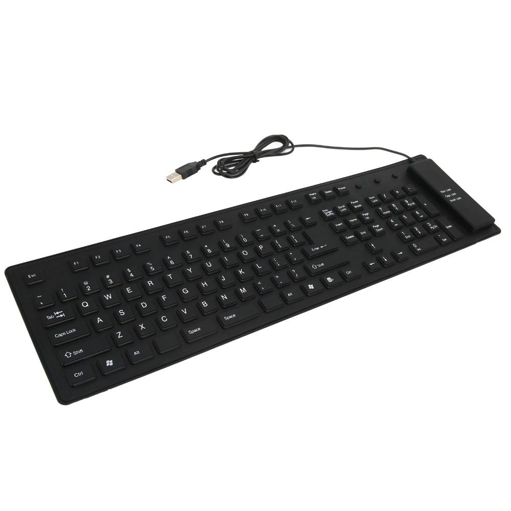 Waterproof USB Wired Keyboard 109 Keys Foldable Keyboard Portable Flexible Keyboard Desktop Laptop