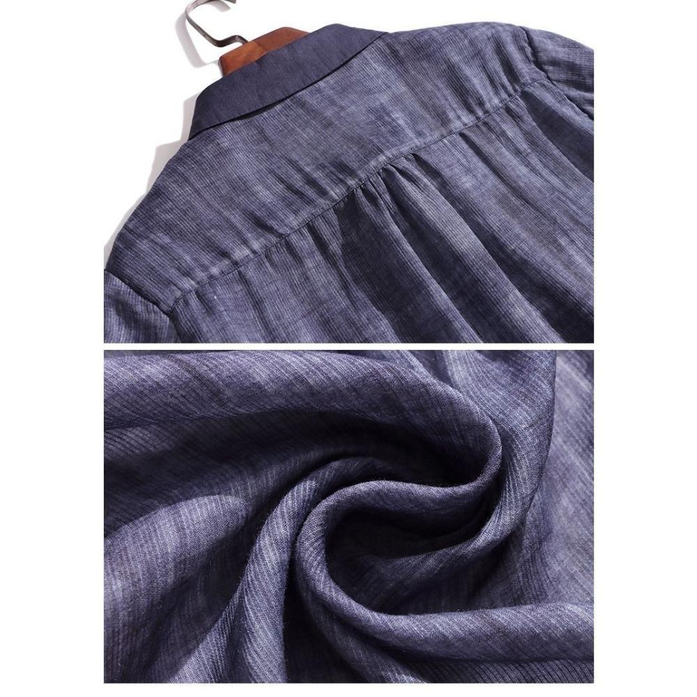 Cropped Sleeves Retro Elegant Temperament Ramie Top for Women Spring New Stand Collar Loose Casual Simple Shirt