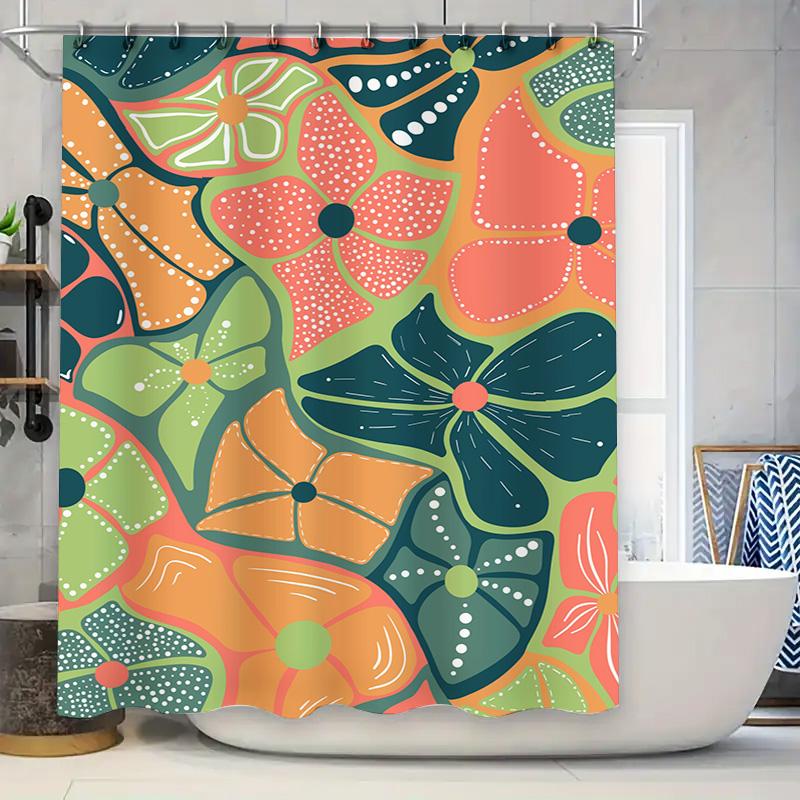 

Bright Floral Shower Curtain Bathroom Decor With Colorful Patterns For Kids Bathrooms Waterproof Fabric Hanging Set In Green Ora W60H190(CM)-1 Pcs