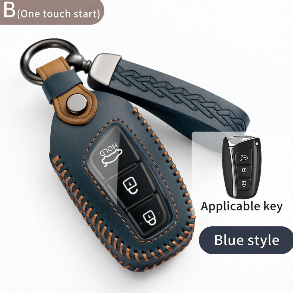 Leather Smart Key Fob Cover For Hyundai Sonata Tucson Santa Fe Elantra Palisade Kia K5 K3 Sportage Sorento Carnival Key Case