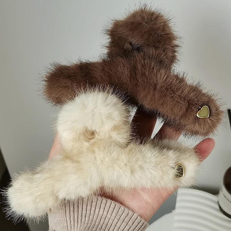Plush Hair Clip Autumn Winter Woman Hair Accessories Large Shark Clips  Girls Headwear Korean Female Headdress