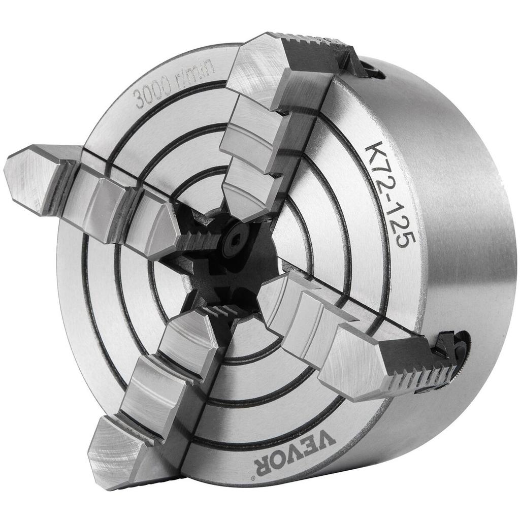 K72-125 5 Inch Lathe Chuck Independent Reversible Jaw 125MM Metal Turning Machine Accessories for Mini Metal Lathe Machine 4 Jaw Lathe Chuck