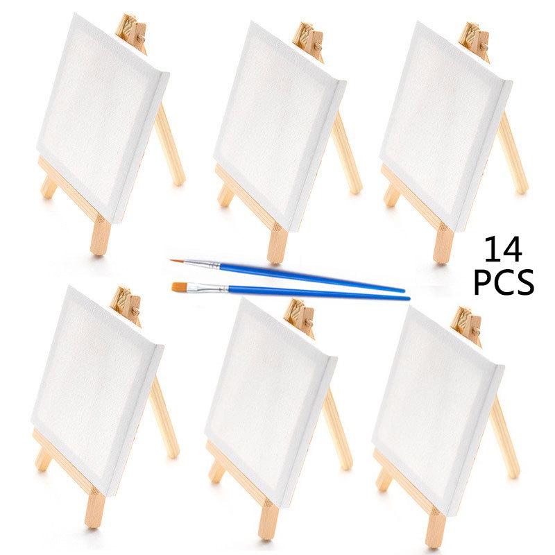 Mini Chevalet et Toiles pour Enfants - Set de 23 Pièces: Peinture Acrylique et à l'Huile pour Débutants sur Chevalet de Bureau en Bois