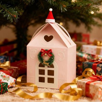 Christmas Cottage Gift Box 3D Pop Up House Boxes Festive Paper Craft with Snowflake Designs Reusable Holiday Packaging for Cookies Candies Small