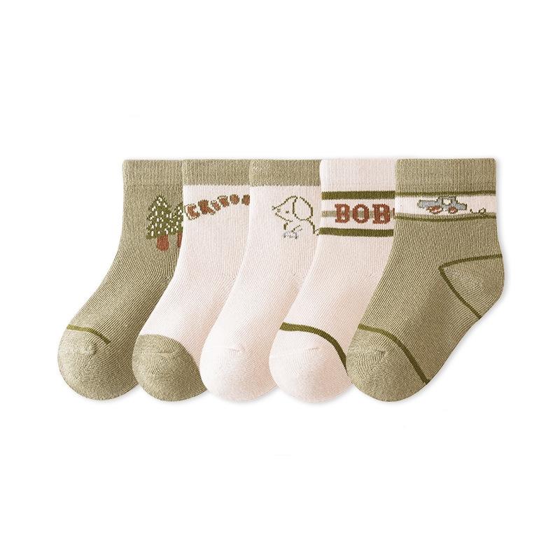 5Pairs/set Baby Socks Cotton Spring Autumn Cartoon Animal Children's Medium Tube Sock Cute Toddler Girls Boys Socks