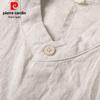 Pierre Cardin Men's 100% Linen Chinese Style Stand-Collar Short-Sleeve Shirt