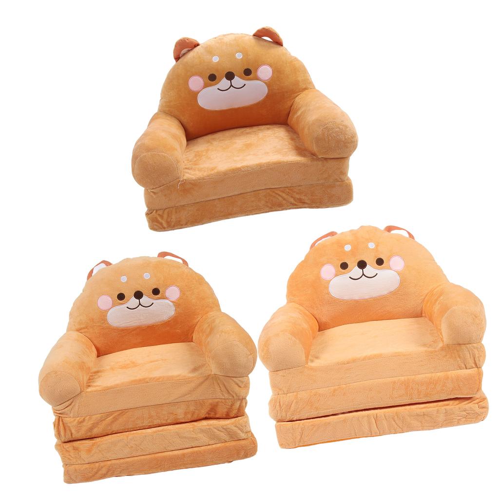 Kids Chair Couch Cartoon Folding Cute Couch Portable Sofa Chair for Home Schools Brown Puppy