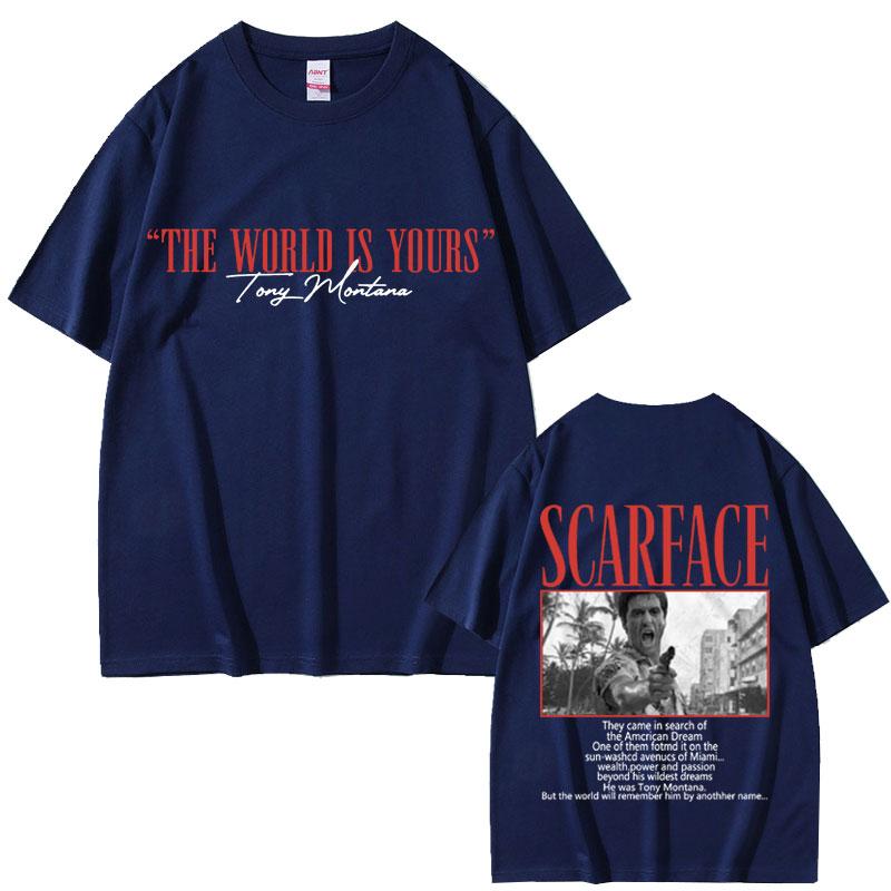 Classic Gangsters Movie Scarface The World Is Yours Tony Montana Al Pacino Tshirs Unisex Women Gothic Vintage Oversized T Shirts S