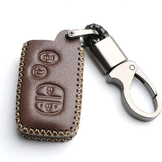 

Leather for Toyota Camry Avalon Corolla Highlander Prius RAV4 Venza Remote 4 Buttons Key Case Holder Cover Fob Chain (Red) коричневый