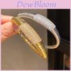 Elegant Striped Oval Bangle Bracelet With Gold Plating For Fashionable Women