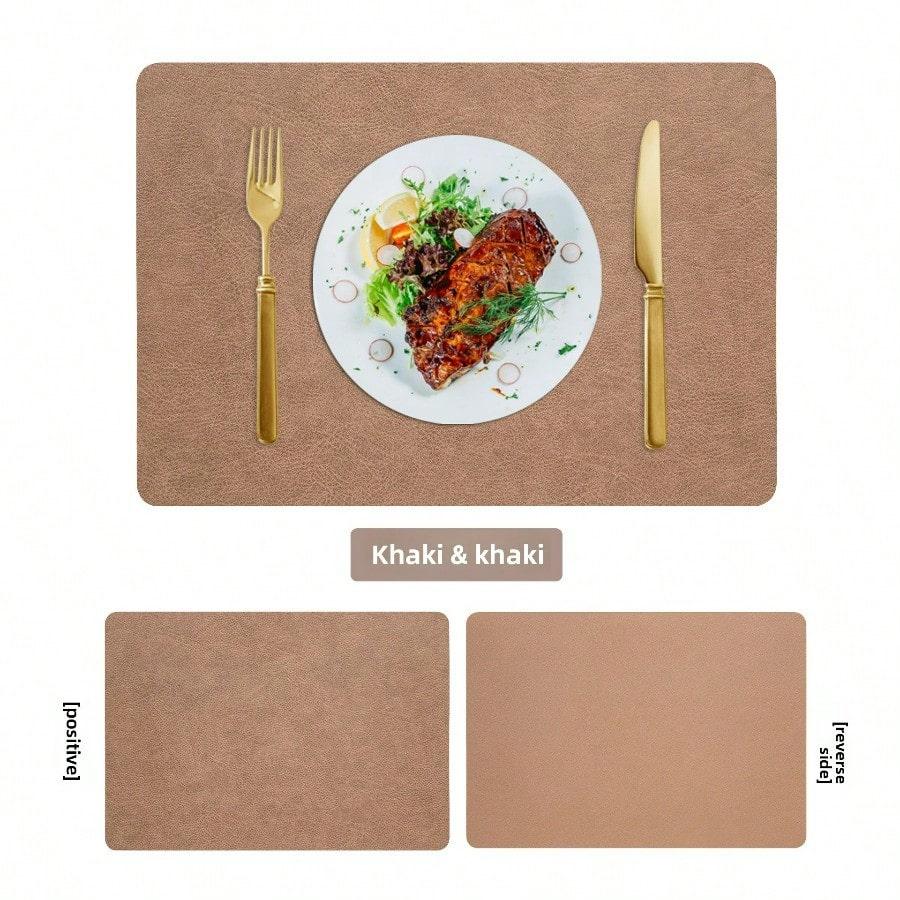 Set de table en cuir Anti-huile Isolation thermique Set de table pour table à manger d'hôtel Style nordique Set de table isolant anti-brûlure kaki