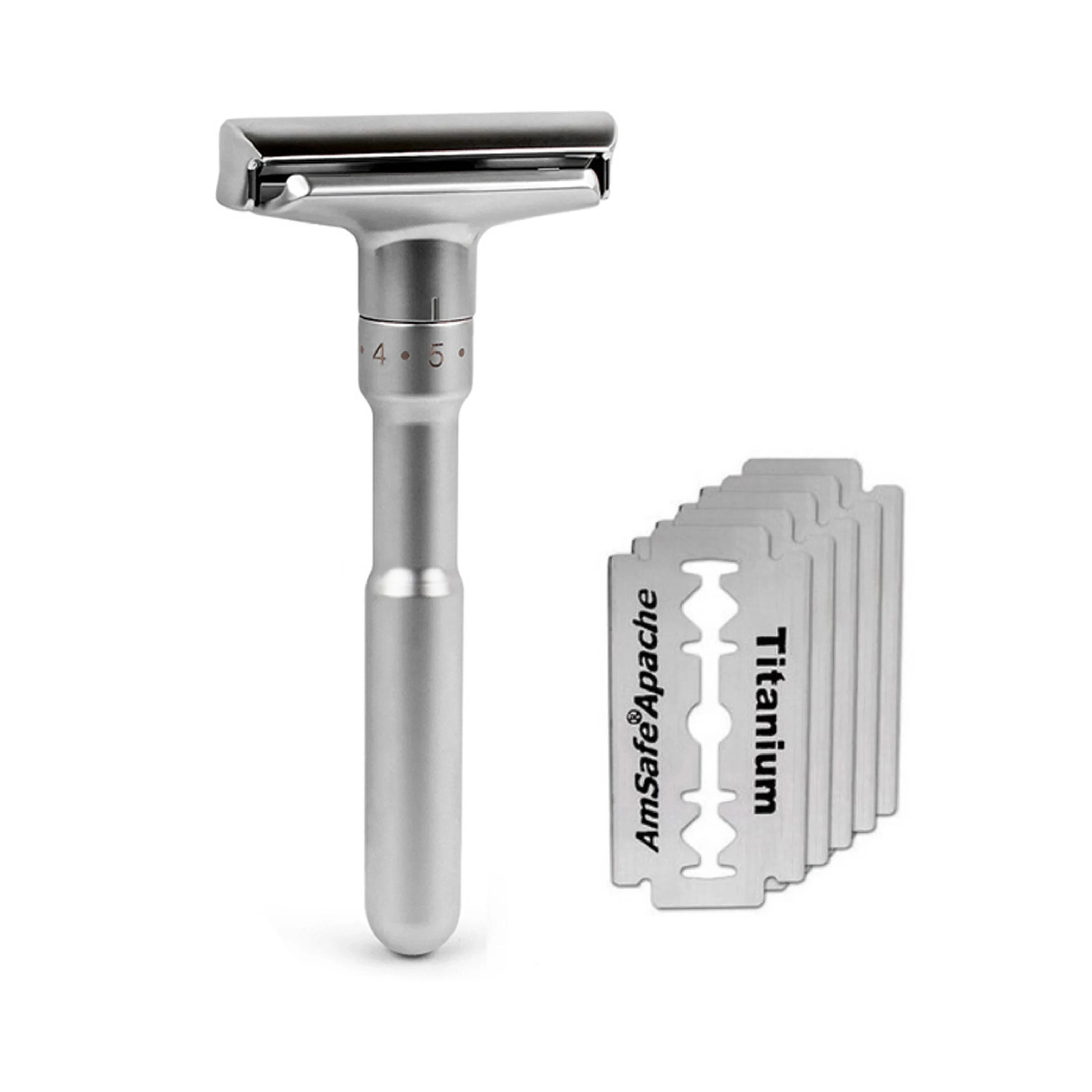 

Регулируемая безопасная бритва Двусторонняя Классическая Мужская Складная для бритья 1-6 Файл Бритва для удаления волос с 5 шт. лезвий с титановым покрытием