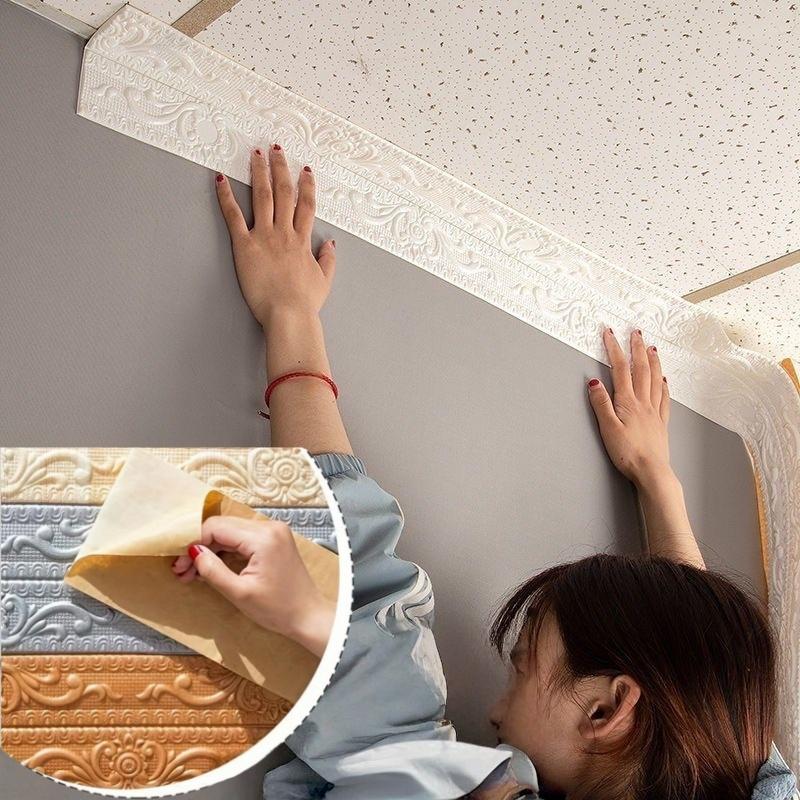 1ROLL 2.3MX12CM Skirting Ceiling Decoration Strip Wall Stickers Self Adhesive Baseboard Waterproof Waist Line Border Wall Top