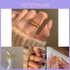 Elegant Korean Style Double Layer Wave Pearl Zircon Open Adjustable Ring For Women