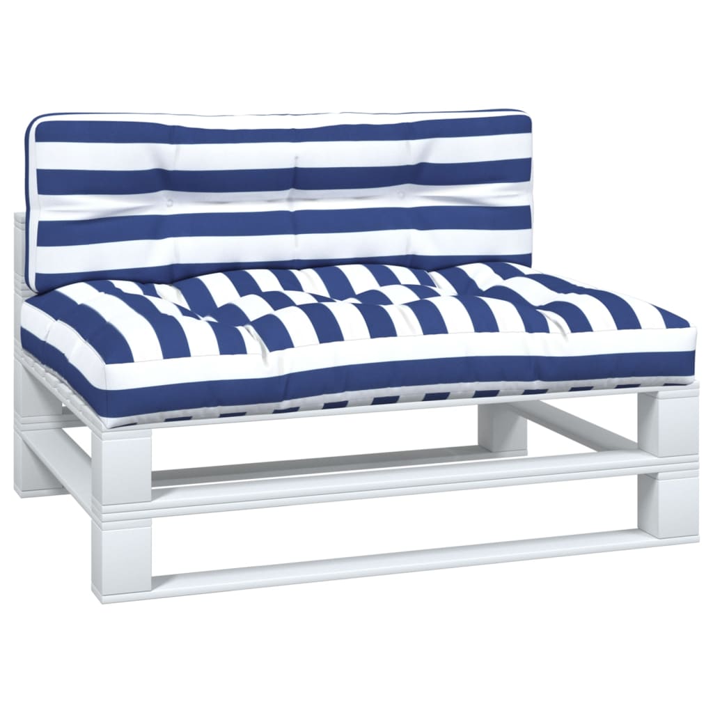 2 Piece Pallet Cushions Blue & White Striped Fabric