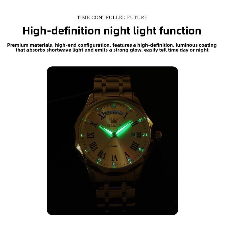 OLEVS Orologio Meccanico da Uomo Classico con Doppio Calendario - Orologio da Polso