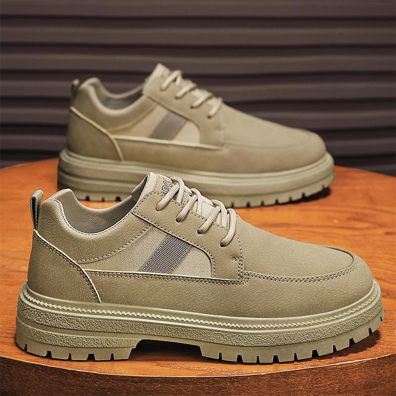 Mijn herfst nieuwe Britse lage casual herenschoenen Martin boots, kaki, bruin