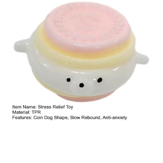 Coin Dog Squeeze Toy Slow Rebound Cartoon Coin Puppy Sensory Fidget Toy Anxiety Relief Soft Stress Ball Pinch Toy