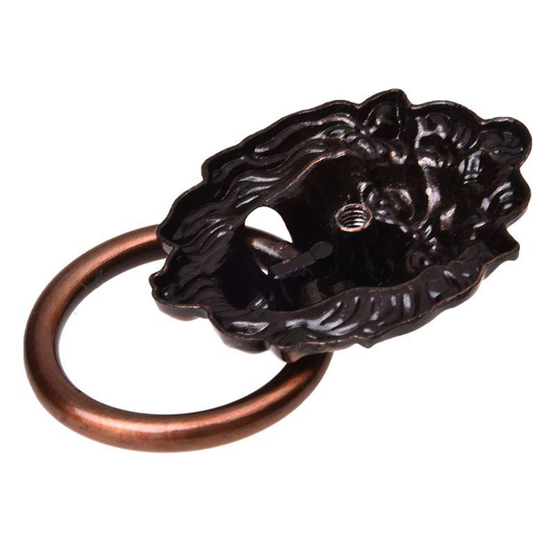 ABUL-3X Antique Style Copper Tone Metal Lion Head Shaped Drawer Pull Handle 2.5 Inch