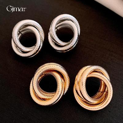 European and American Metal Style Round Cross Earrings, Stud Earrings, Fashionable Personality Exaggerated Earrings