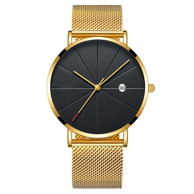 Men's Ultra-Thin Wormhole Concept Quartz Watch with Mesh Band