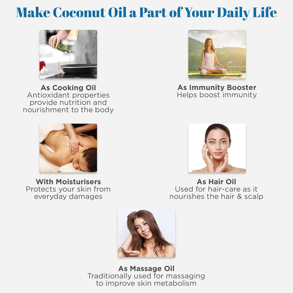 Dabur Anmol Gold Pure Coconut Oil 550ml | Natural Multipurpose Oil for Cooking, Hair & Skin Care | Handpicked Sundried Coconuts