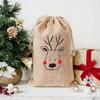 4Pcs Christmas Sack Linen Santa Sack Christmas Gift Secret Santa Drawstring Bags Christmas Tree Ornament  New Year Party Decor
