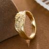 Retro-style relief flower-shaped artificial gemstone ring made of copper, suitable for ladies as a gift for shopping or dating.