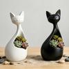 Cute Cat-Shaped Sculpture Hollow Out Ceramic Kitty Flower Pot
