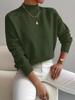 Women's Solid Color Loose Knit Sweater - Half-High Neck, Long Sleeve, Autumn/Winter Fashion.