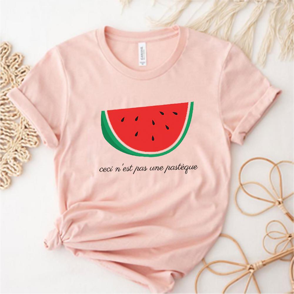 Detta Är Inte En Vattenmelon T-shirt Rolig Vattenmelon Grafiska T-shirts Kvinnor Män Tecknad Tryckt Kläder Manga Grafisk T-shirt