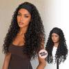 Women's Black Curly Hairband Wig - Fashionable Long Curls, High-Temperature Silk