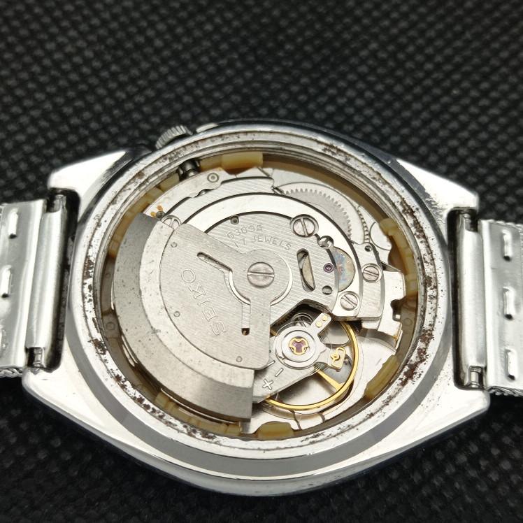 USED VINTAGE SEIKO 5 AUTOMATIC 6309A JAPAN MENS DAY/DATE BLACK WATCH A316764-2 SKU608h-a316764