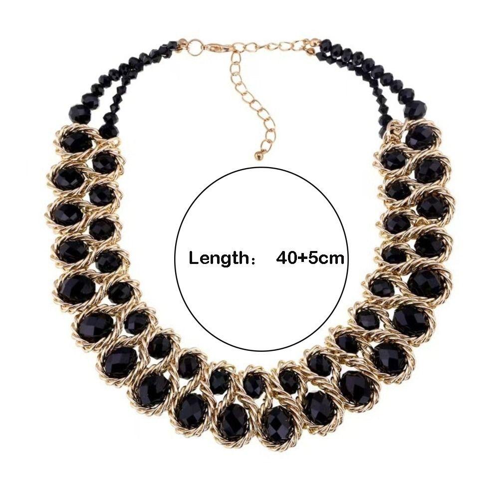 Vintage Choker Necklace Colorful Glasses Stone Necklace Fashion Crystal Necklace for Women