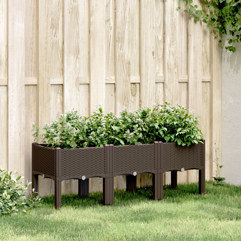 Planter with Legs Brown 120 x 40 x 42 cm PP