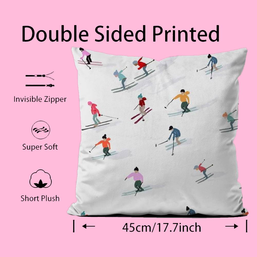Anime Ski Resort Prop Pillow Case Anti-Dustmite Pillowcase Invisible Zipper Silky Short Plush Sofa Cushion Cover