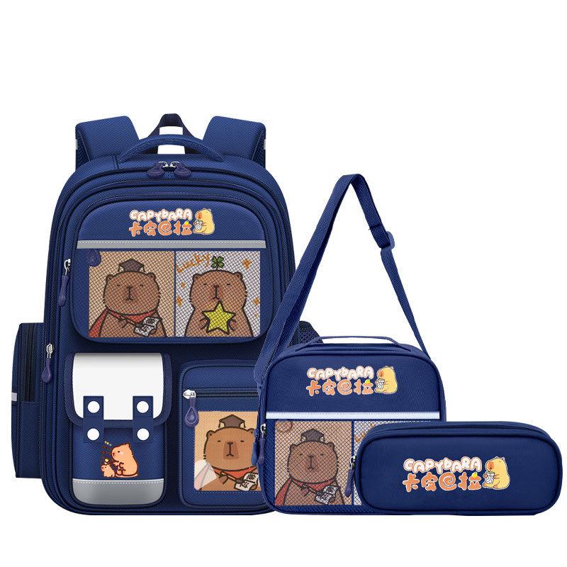 Capybara Schultaschen für Jungen Mädchen Grundschultasche Cartoon Schulrucksack Set Rucksack Bagpack Kinder Niedlich Kinder Büchertaschen