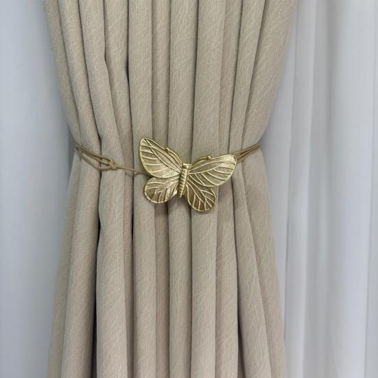 2PCS Magnetic Curtain Tiebacks, Butterfly Shape Metal Curtain Ties, Anti-Oxidation Easy Disassembly Curtain Holdback for Home Decor
