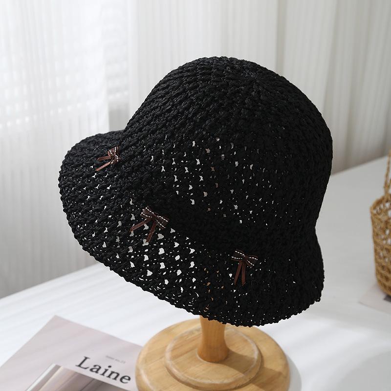 

Women s Bucket Hat Summer Sweet Bow Fisherman Cap Casual Sunshade Sun Hat Breathable Bob Cap Sunhat New 56-58cm чорний