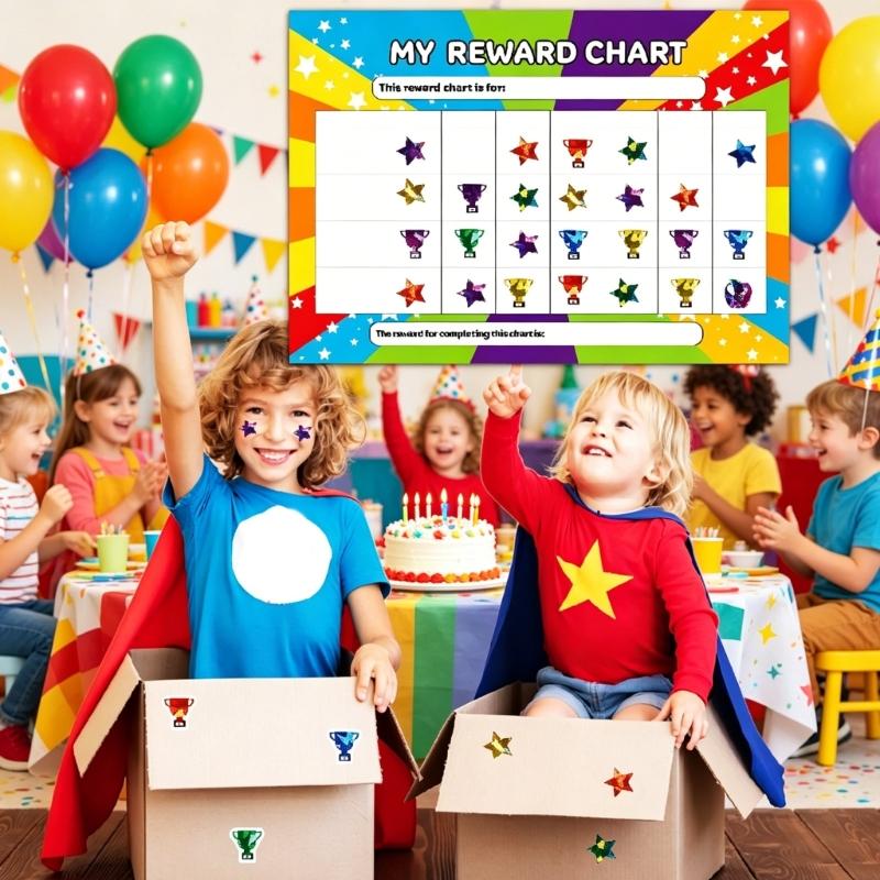 Shimmering Star Reward Sticker with My Chore Chart Sheet For Children Behavior Management And Daily Chore Tracking