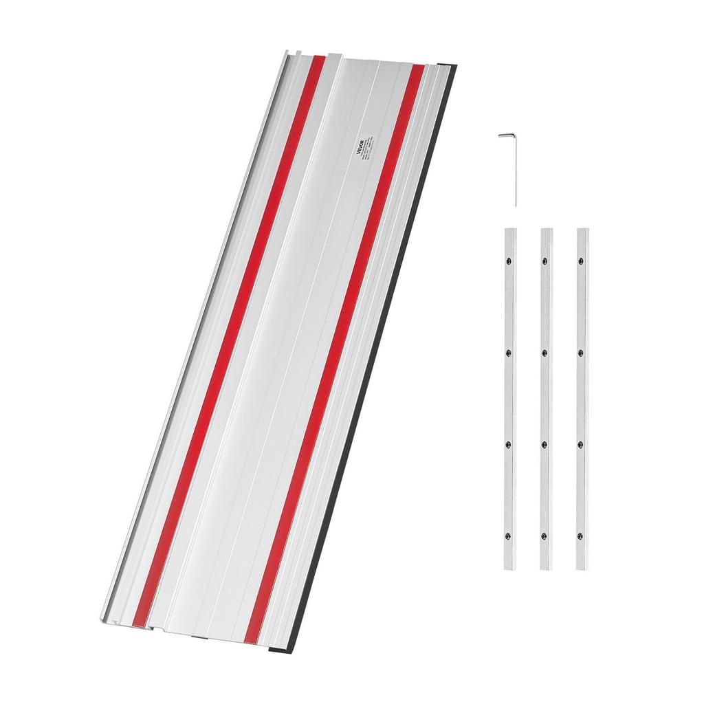Track Saw Guide Rail, 2794 mm Cutting Range, Kit Includes 2 x 698.5 mm Aluminum Extruded Guide Rails and 3 Connectors, Compatible with Makita, Festool