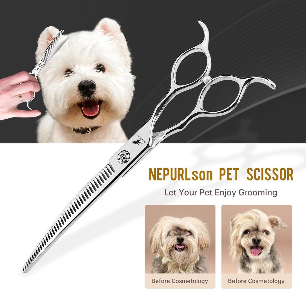 7.5-inch Curved Magic Tooth Pet Grooming Thinning Shears
