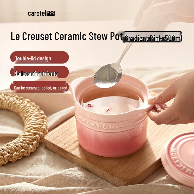 

Ceramic Double-Lid Stew Pot for Home Use