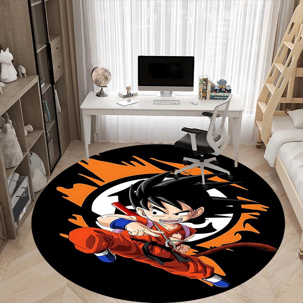 1pc Goku Saiyan Office Round Area Rug, Indoor Mat Suitable For Office,Bedroom Living Room Home Decor, Room Deco A0928203