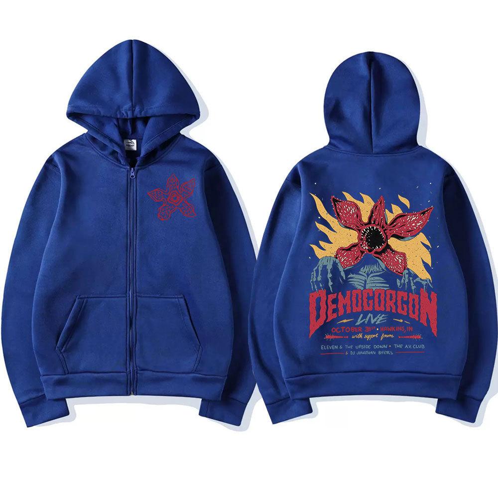 Эдди Мансон Демогоргон Толстовка на молнии Мужская Женская Цветок-каннибал Монстр Принт Кардиган Толстовка с капюшоном Уличная одежда Харадзюку XXXL синий 1930₽