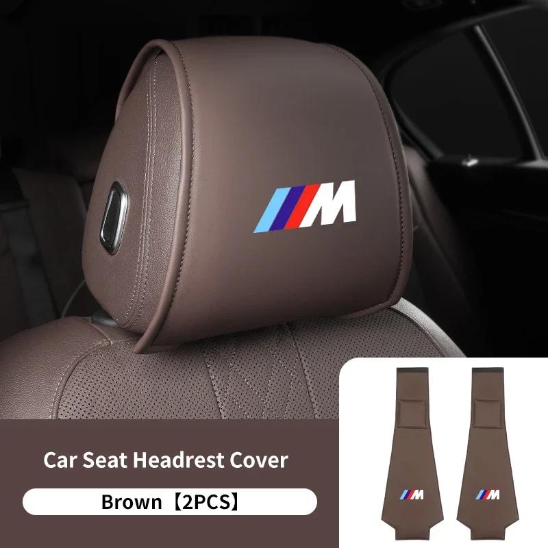 Hot 2025 2PCS Leather Car Seat Headrest Protective Cover Accessories For BMW M Power Sport M3 M5 E90 E39 F30 F10 E87 X3 X4 X5 X6