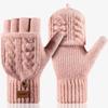 Fashion Thick Winter Knitted Gloves Keep Warm Solid Color Touchscreen Gloves Fingerless Flip Gloves Winter