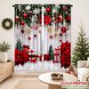 Christmas Pine Cone Red Berry Decorative Curtains Rod Pocket Polyester For Bedroom Living Room Woodland Home Decor