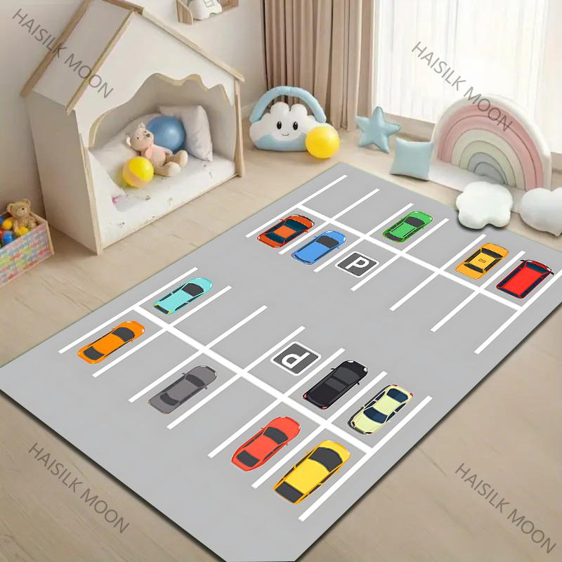 Child Activity Area Rugs Parking Lot Traffic Cartoon Pattern Carpet for Living Room Bedroom Sofa Home Decor Non slip Floor Mat 40cm x 60cm